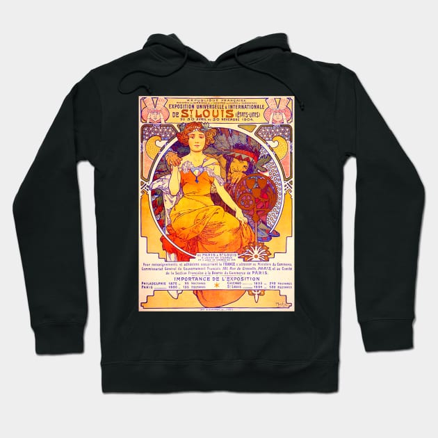 "1904 St. Louis World's Fair Poster" by Alphonse Mucha (1903) TECHNICOLOR REMASTERED Hoodie by FineArtMaster